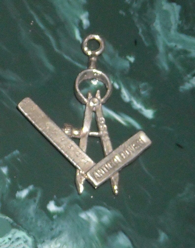 Pendente Massonico Compasso E Squadra Argento Vintage Anni '50