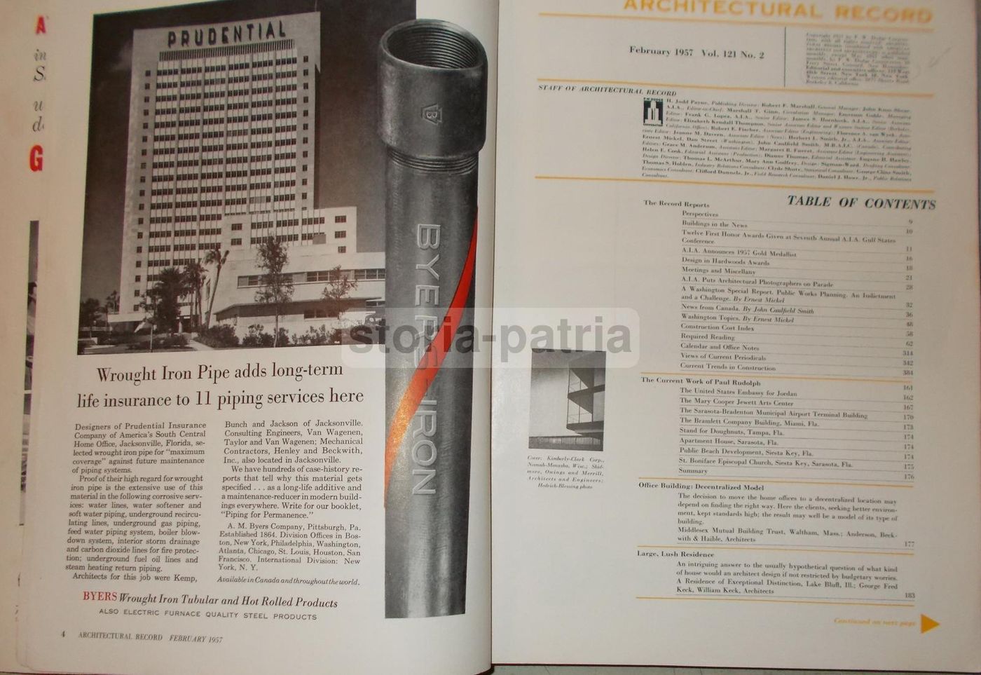 Architectural Record New York, Febbraio 1957 (vol. 121, N. 2)
