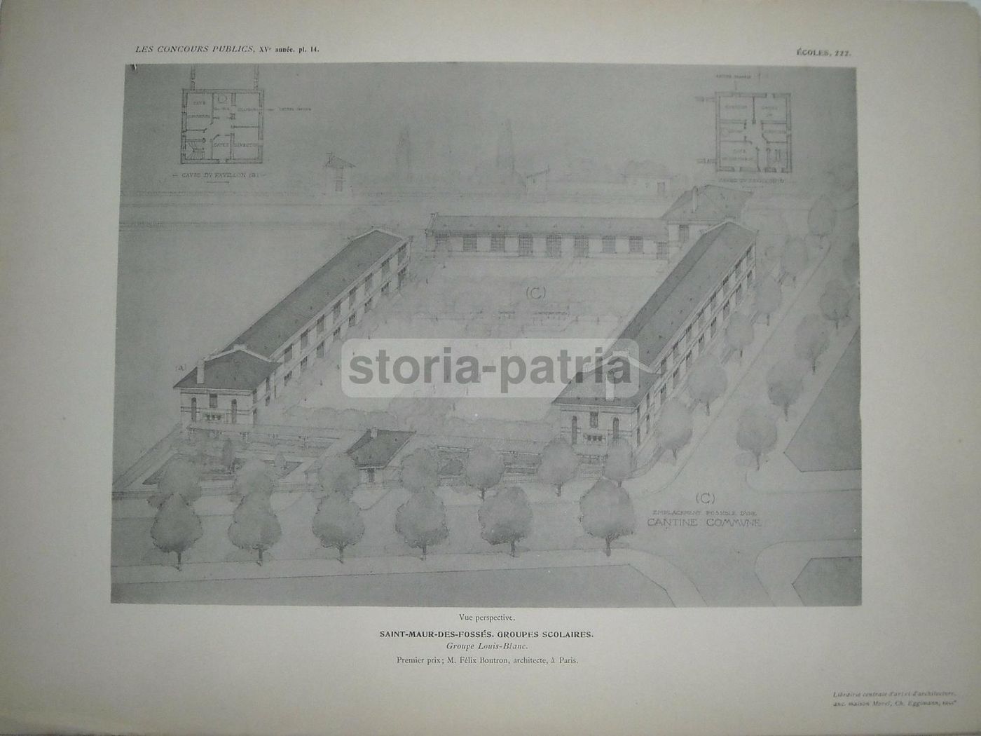 Stampe Architettura Scuole Saint Maur Des Fossés Francia 1910