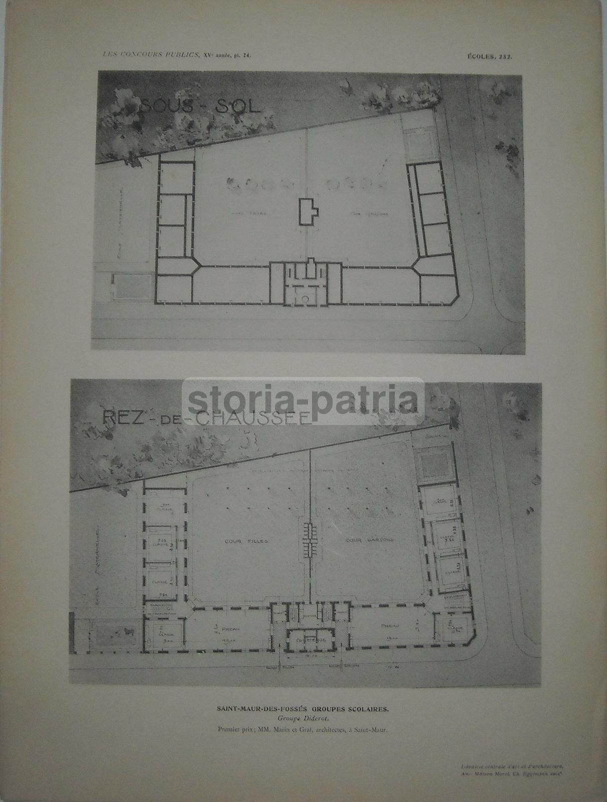 Stampe Architettura Scuole Saint Maur Des Fossés Francia 1910