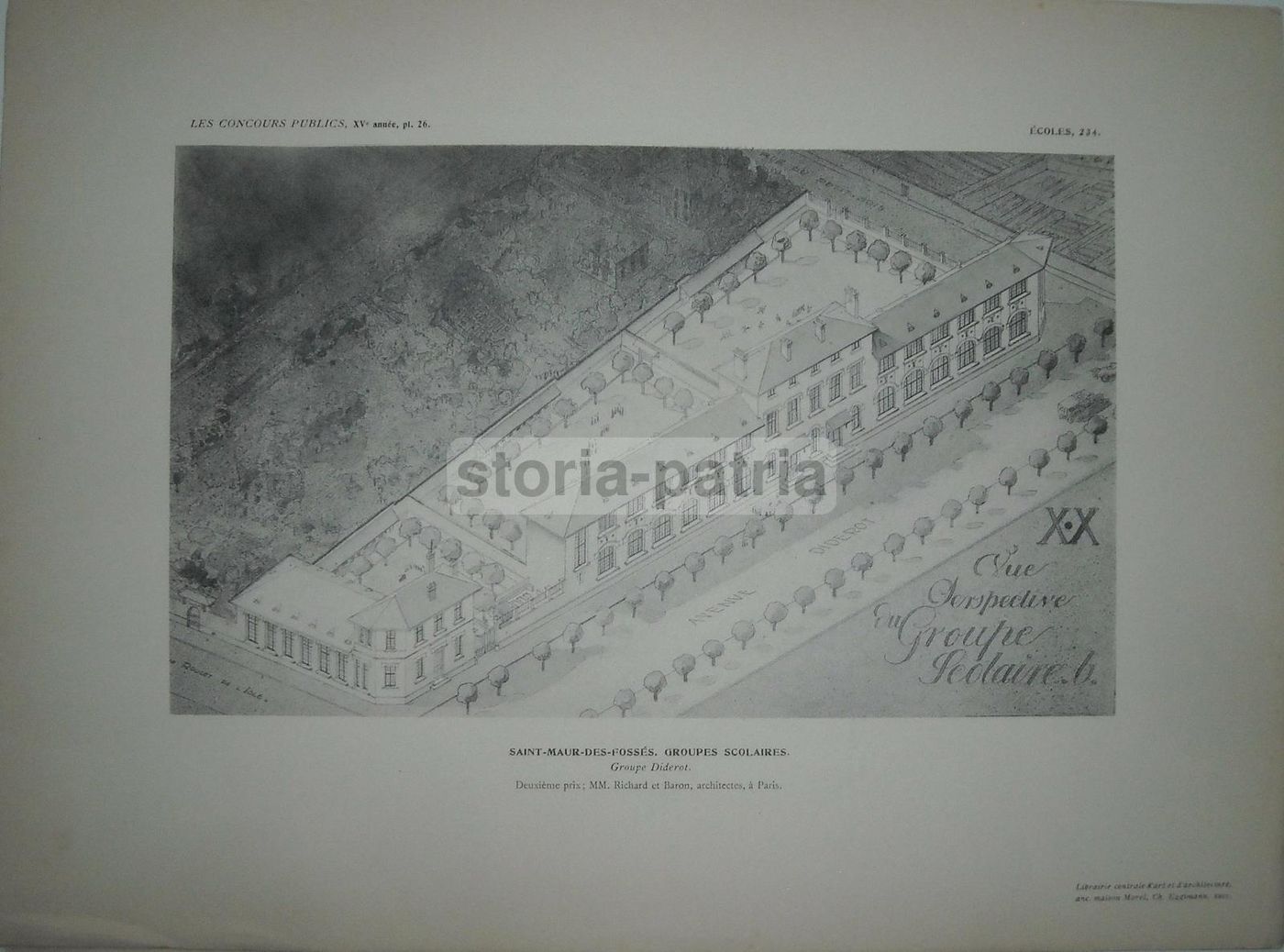 Stampe Architettura Scuole Saint Maur Des Fossés Francia 1910