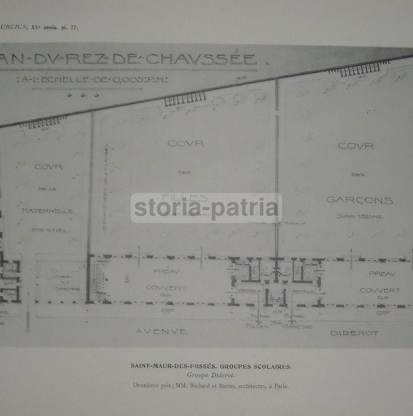 Stampe Architettura Scuole Saint Maur Des Fossés Francia 1910