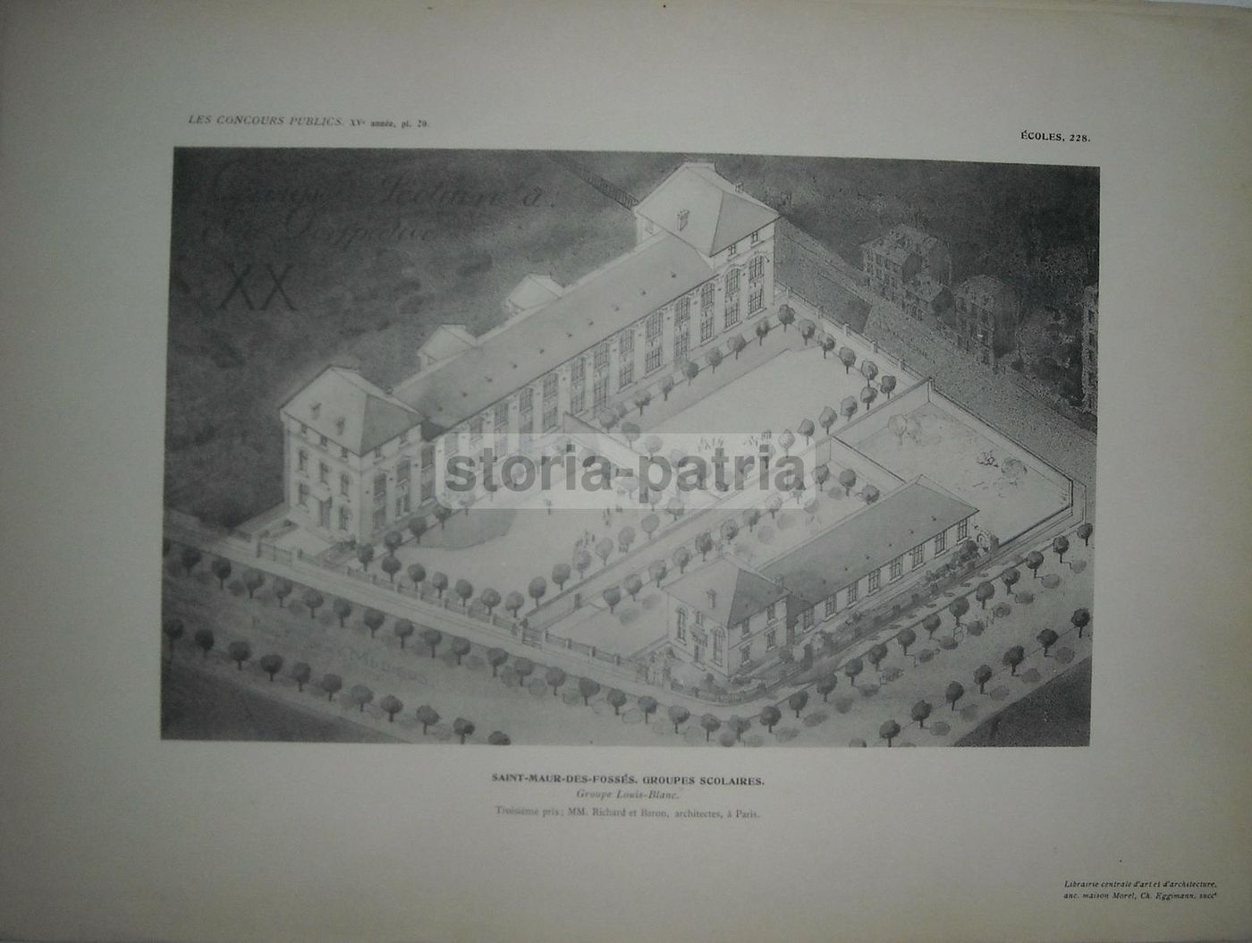 Stampe Architettura Scuole Saint Maur Des Fossés Francia 1910