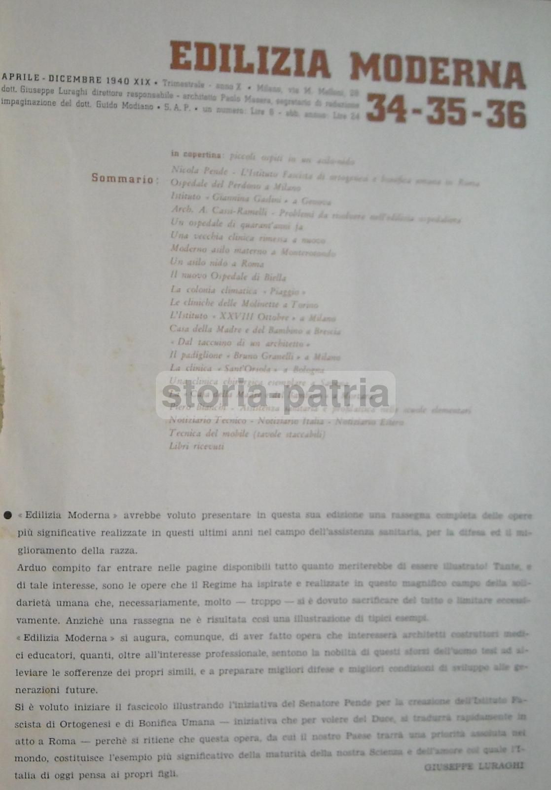 Edilizia Moderna 1940: Cliniche Italiane Ed Estere | Rivista Storica