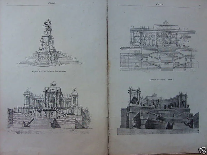 Monumento Vittorio Emanuele Ii Roma Progetti 1884 Periodico l'Italia
