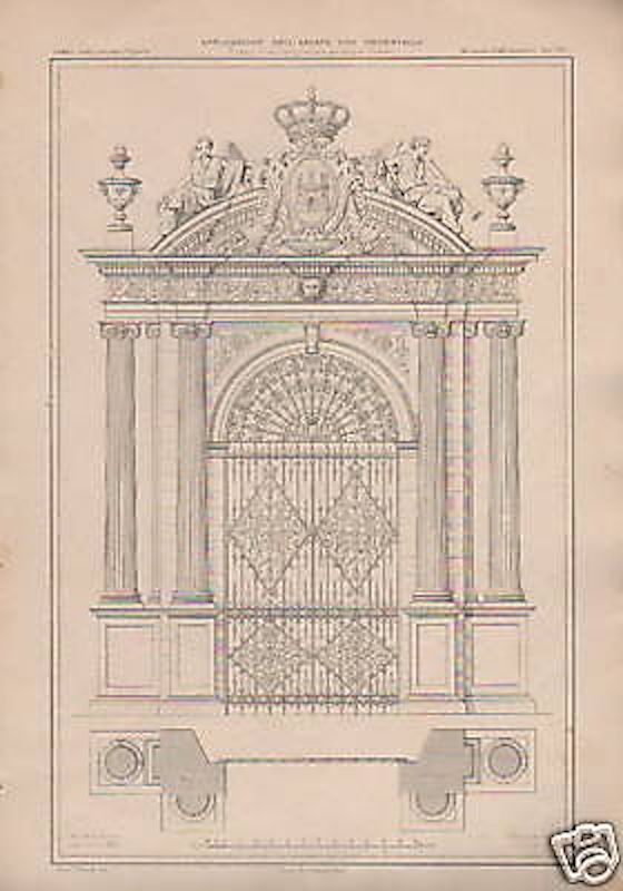 Progetto Porta Palazzo Nobiliare Con Stemma Araldico, Torino, XIX Secolo
