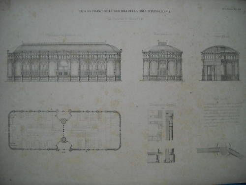 Stazione Di Hannover: Due Stampe Architettoniche Antiche Del XIX Secolo