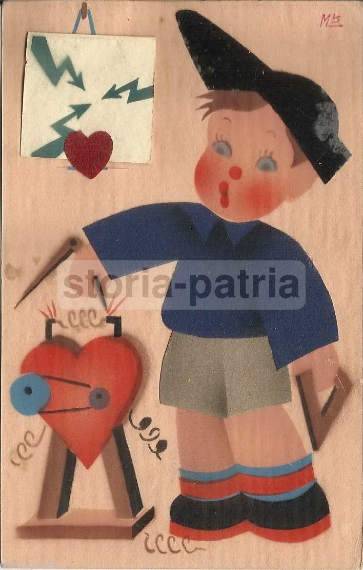 Cartolina Artistica Studente Ingegneria Piacenza Anni '20 '30