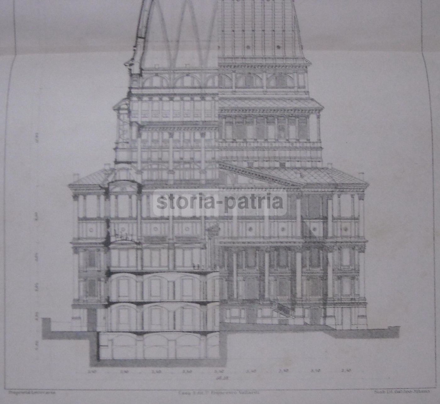 Stampa Della Cupola Di Antonelli Per Il Monumento A Vittorio Emanuele II A Torino, Vallardi, Fine '800