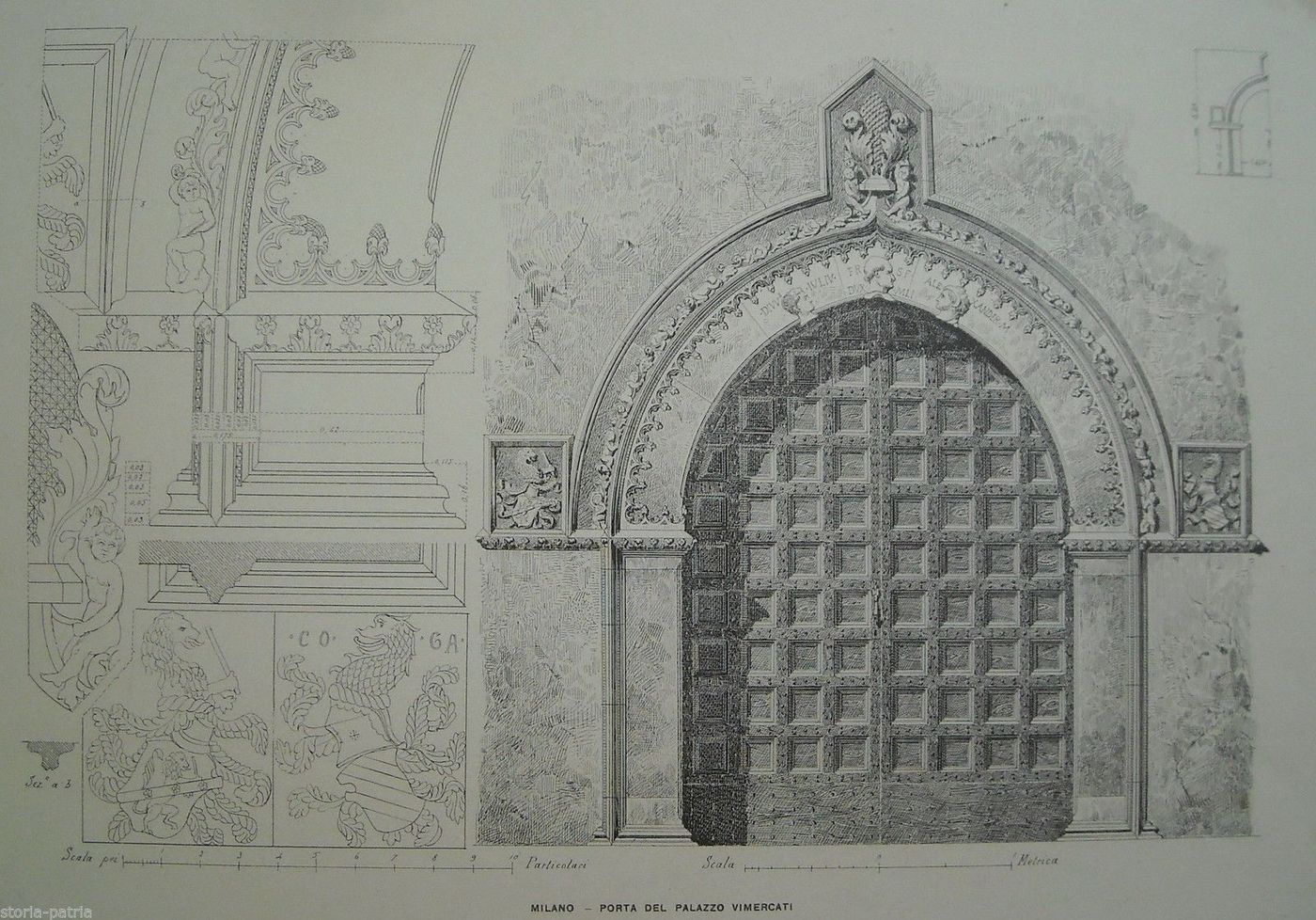 Porta Di Palazzo Vimercati, Milano. Stampa Architettonica, Anni '20