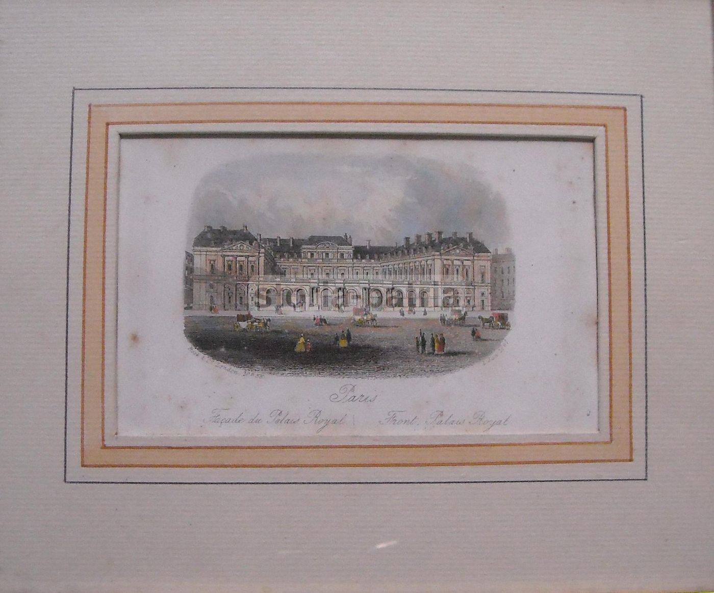 Veduta Palazzo Reale Parigi 1867 Incisione Colorata Antica