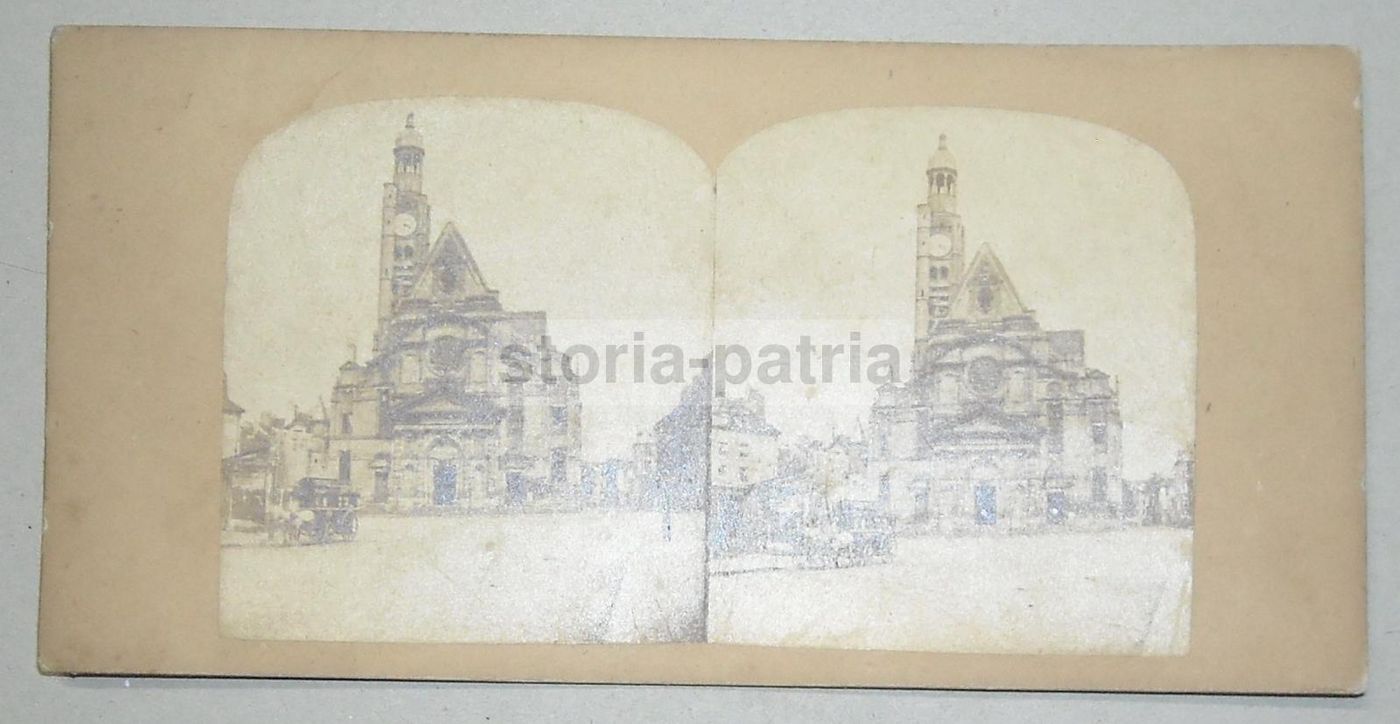 Stereofotografia Antica Chiesa Saint Étienne Du Mont Parigi 1800