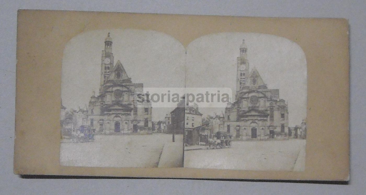 Stereofotografia Antica Chiesa Saint Étienne Du Mont Parigi 1800