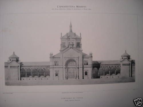 Progetto Per Il Cimitero Di Pavia Di Angelo Savoldi, 1890: Stampe In Fototipia