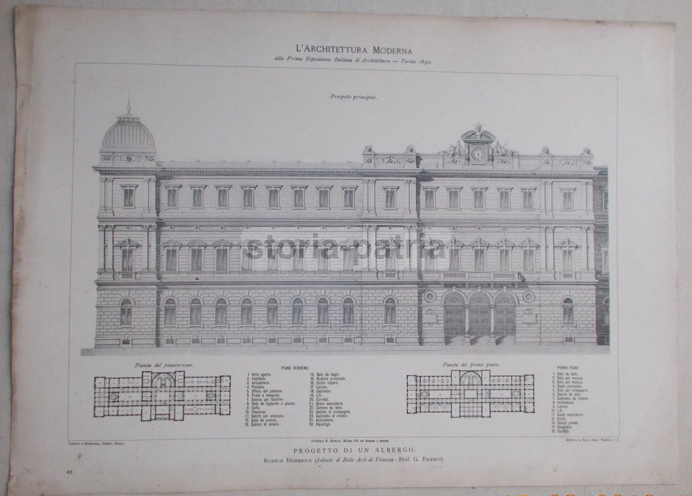 Progetto Di Un Albergo A Venezia, 1890. Domenico Rupolo, Architettura Antica