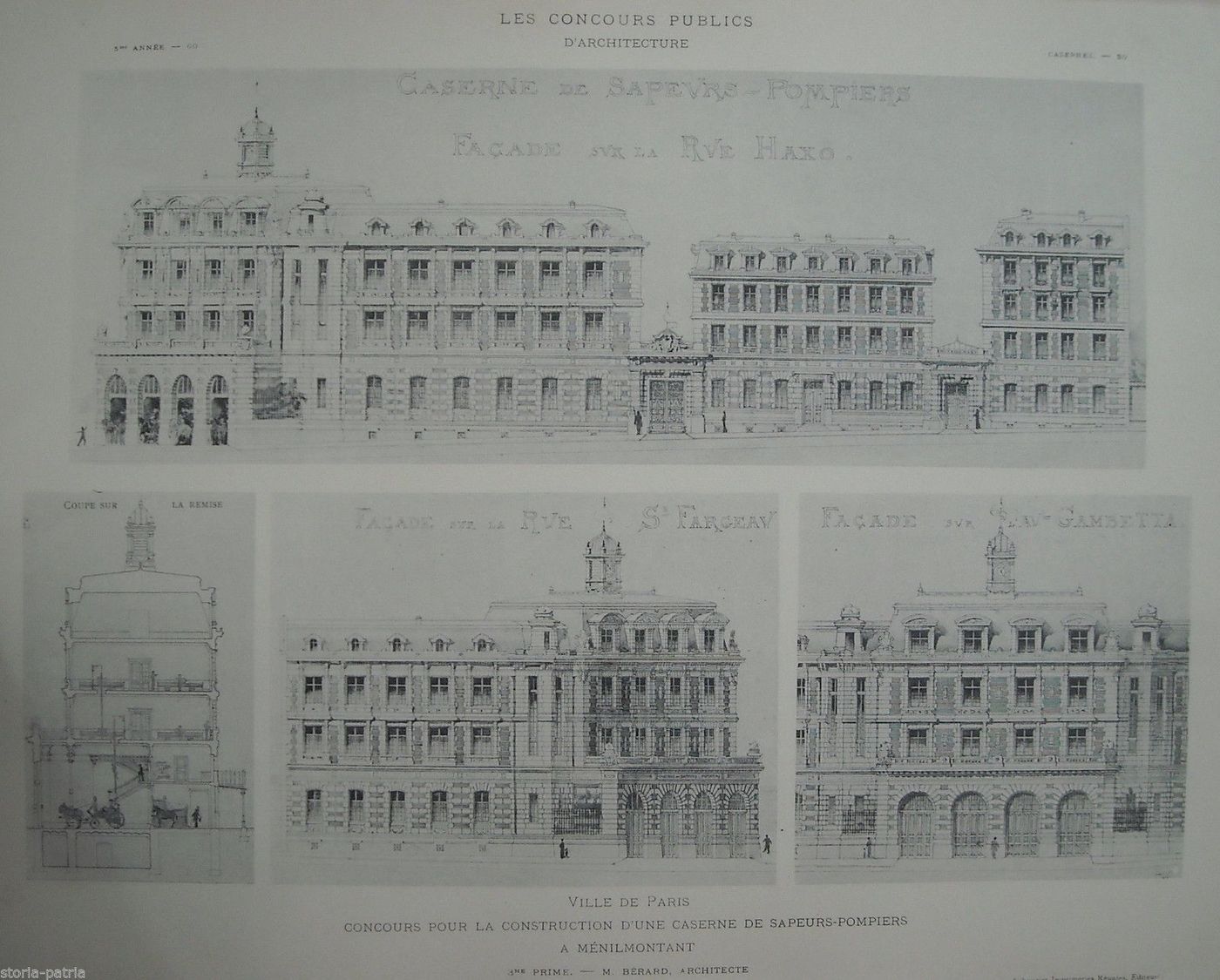 Progetto Caserma Pompieri Menilmontant Parigi Architetto Berard