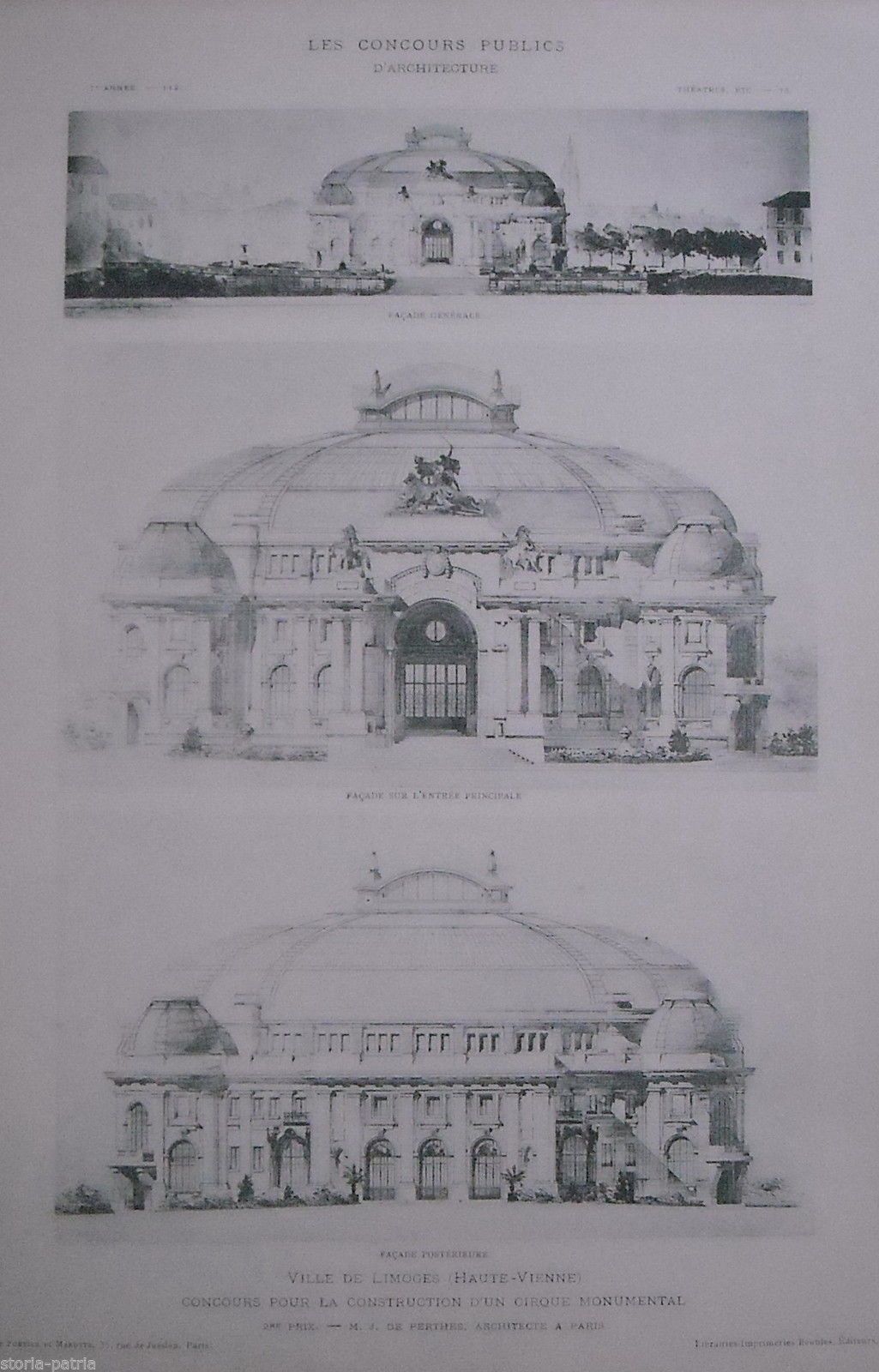 Progetto Circo Monumentale Limoges Architetto De Perthes 1910