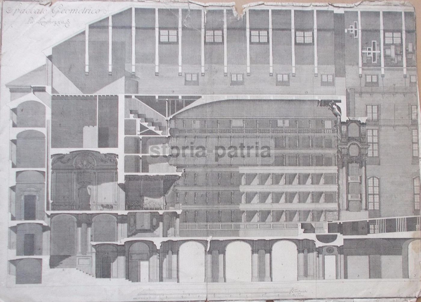 Incisione Antica Del Teatro Di Bologna, Bibiena Capponi, XVIII Secolo