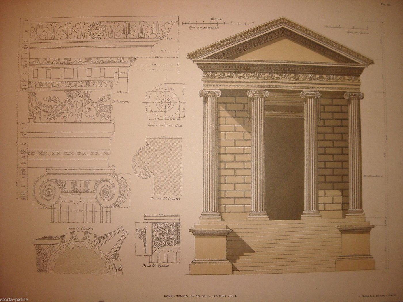 Tempio Della Fortuna Virile, Roma: Particolari Architettonici (Edizioni Crudo, 1920)