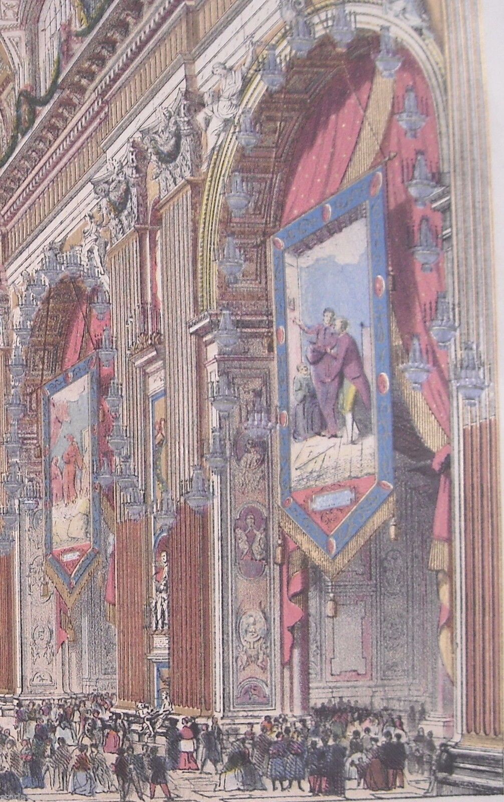 Basilica Vaticana Scenografia Cromolitografia Fontana XIX Secolo