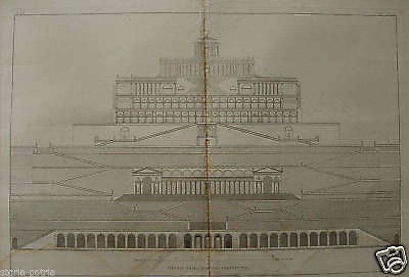 Incisione Tempio Della Fortuna Prenestina, Acquaforte, Fine '700   Inizio '800