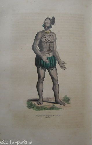 Indigeno Dell'Arcipelago Romanzoff (Oceania). Stampa Antica, 1850 Circa