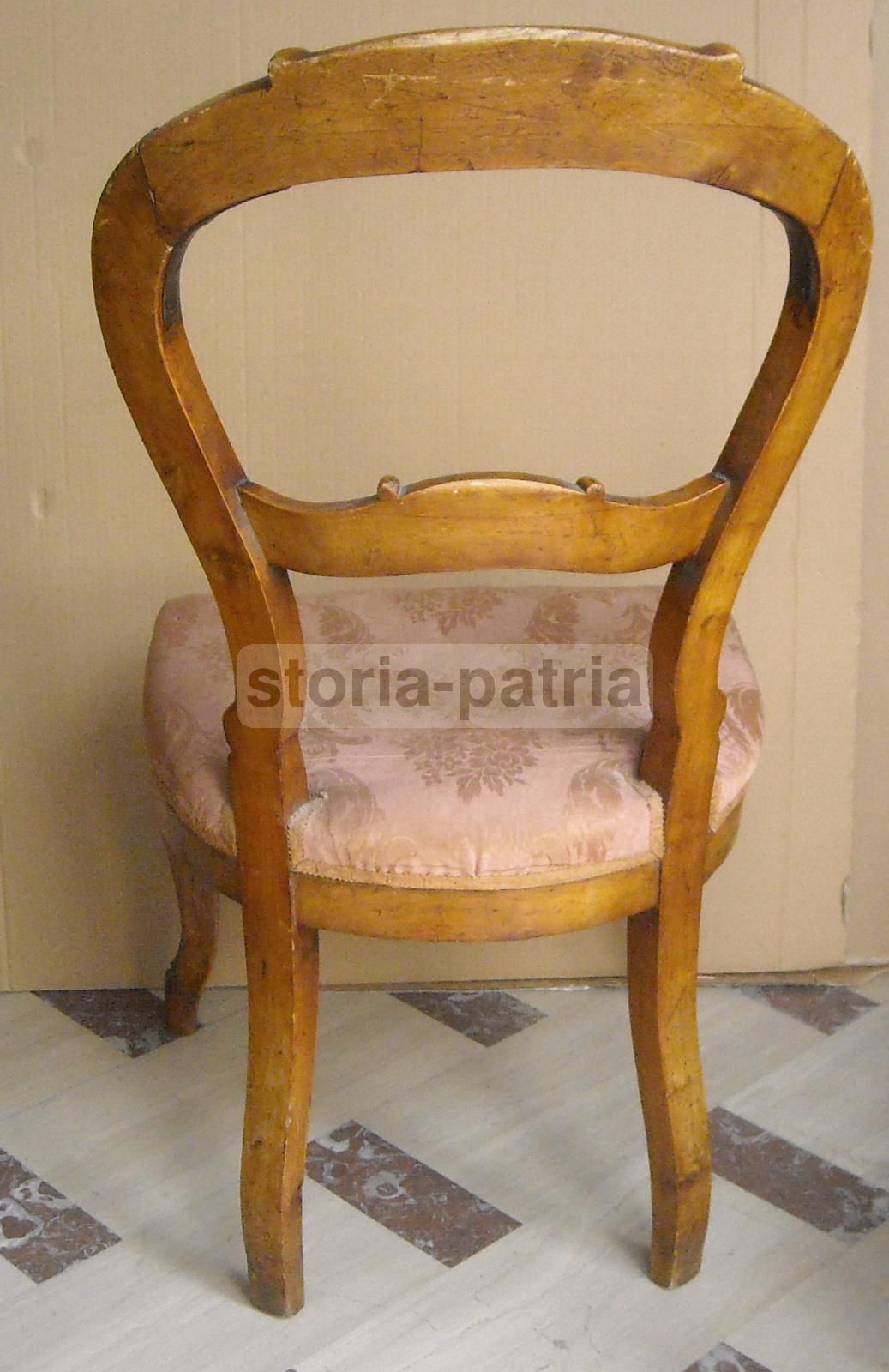 Sedia Imbottita In Stile Luigi Filippo In Noce   Seconda Metà Dell'Ottocento