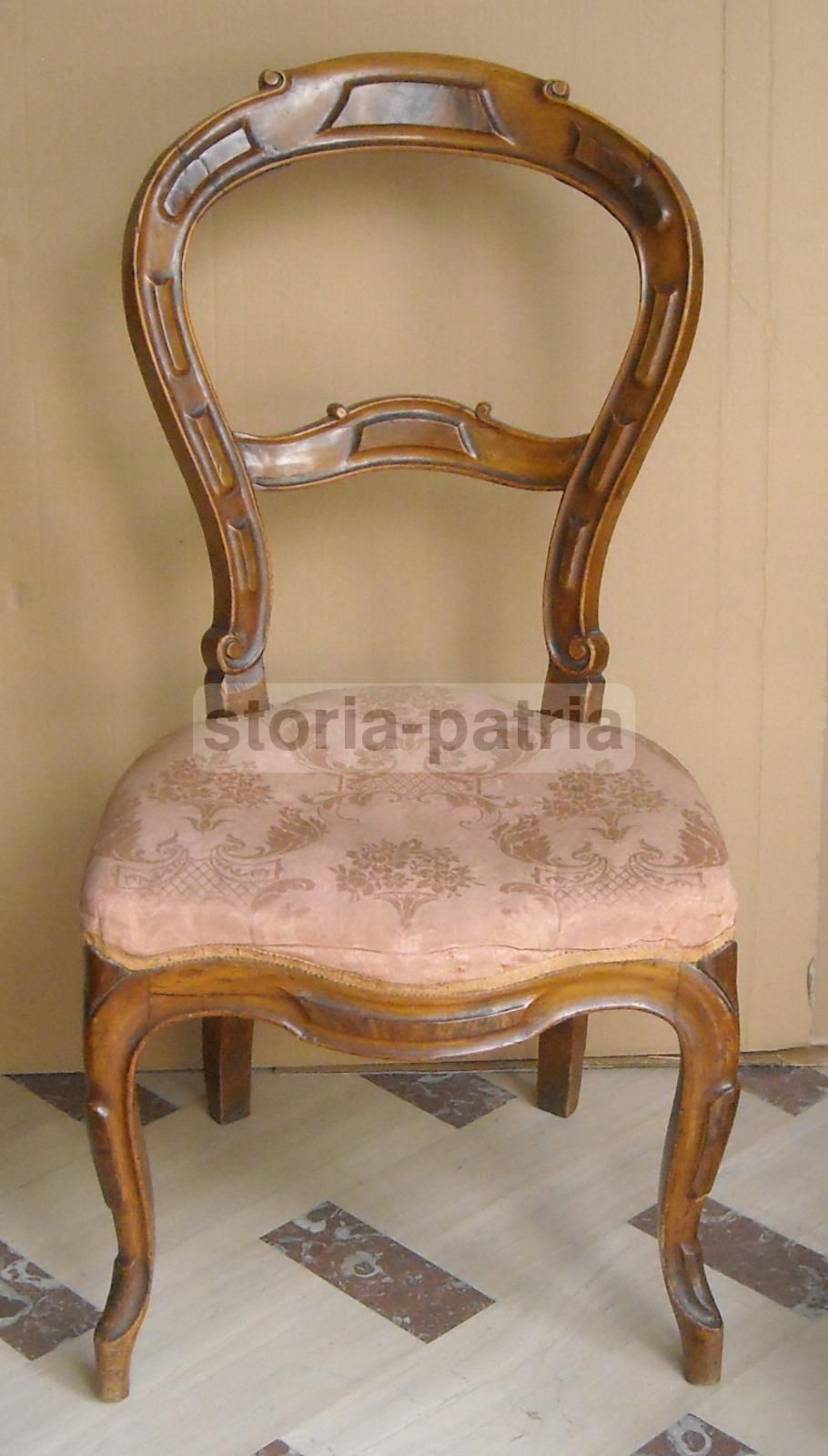 Sedia Imbottita In Stile Luigi Filippo In Noce   Seconda Metà Dell'Ottocento