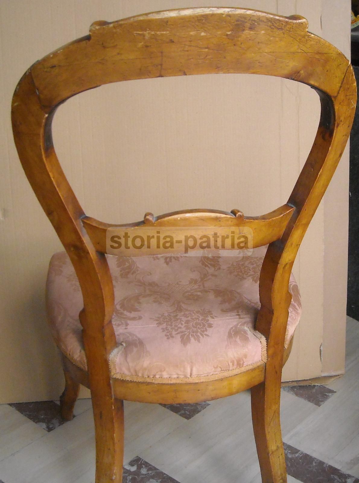 Sedia Imbottita In Stile Luigi Filippo In Noce   Seconda Metà Dell'Ottocento