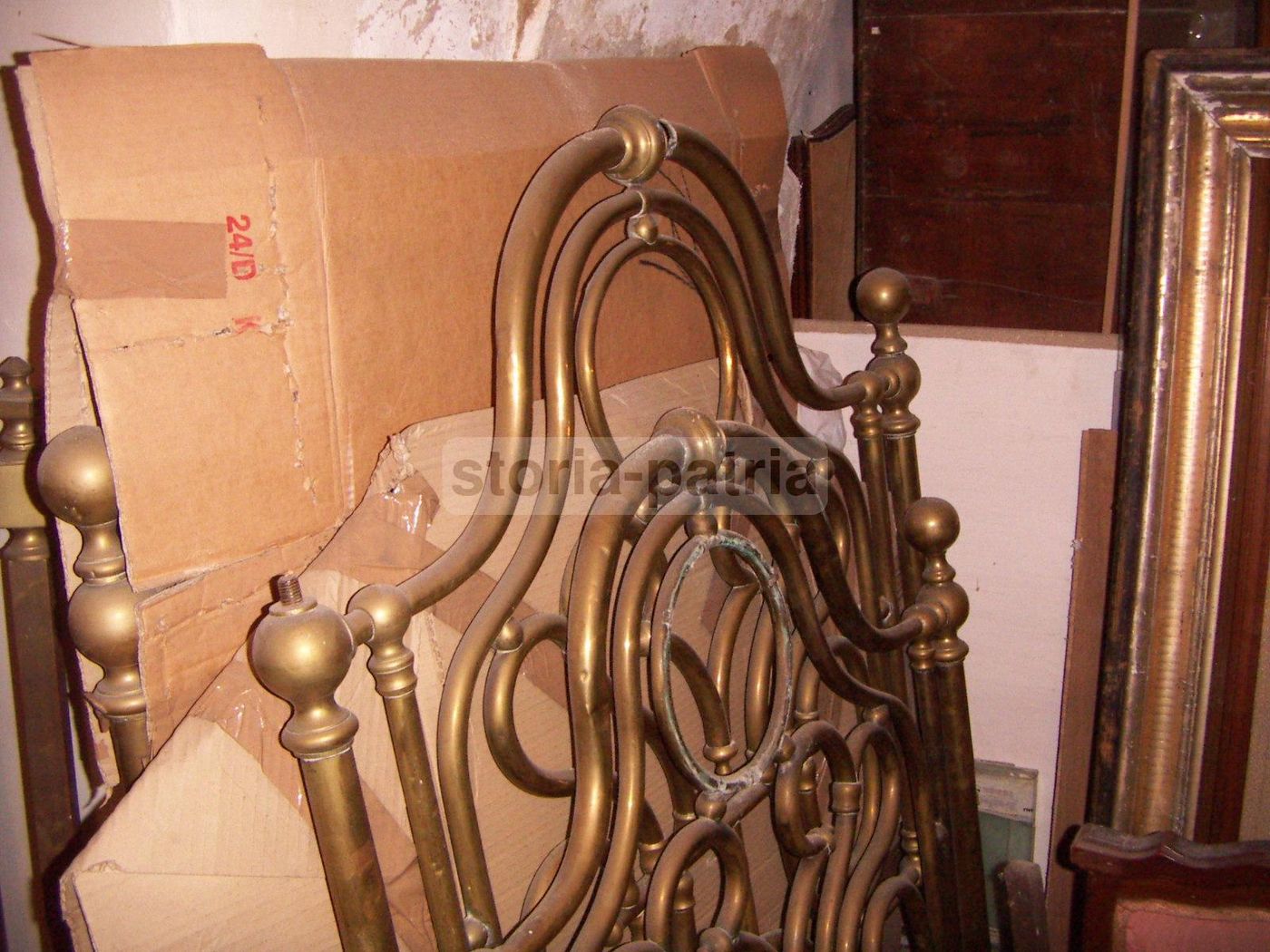 Antico Letto Matrimoniale In Ottone, XIX Secolo, Trasformabile