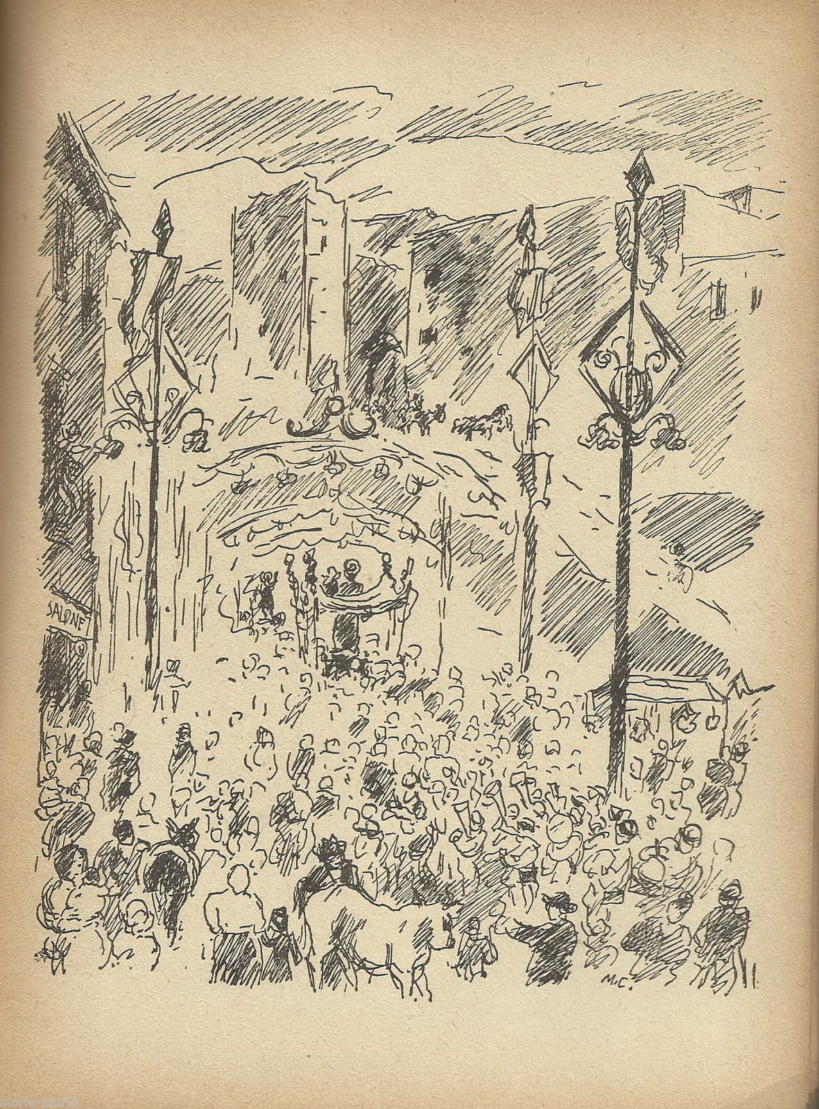 Michele Cascella, Processione Religiosa, Stampa Anni '40, Abruzzo