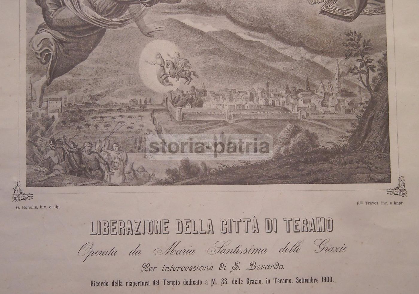 Stampa Devozionale Madonna Delle Grazie E San Berardo, Teramo 1900