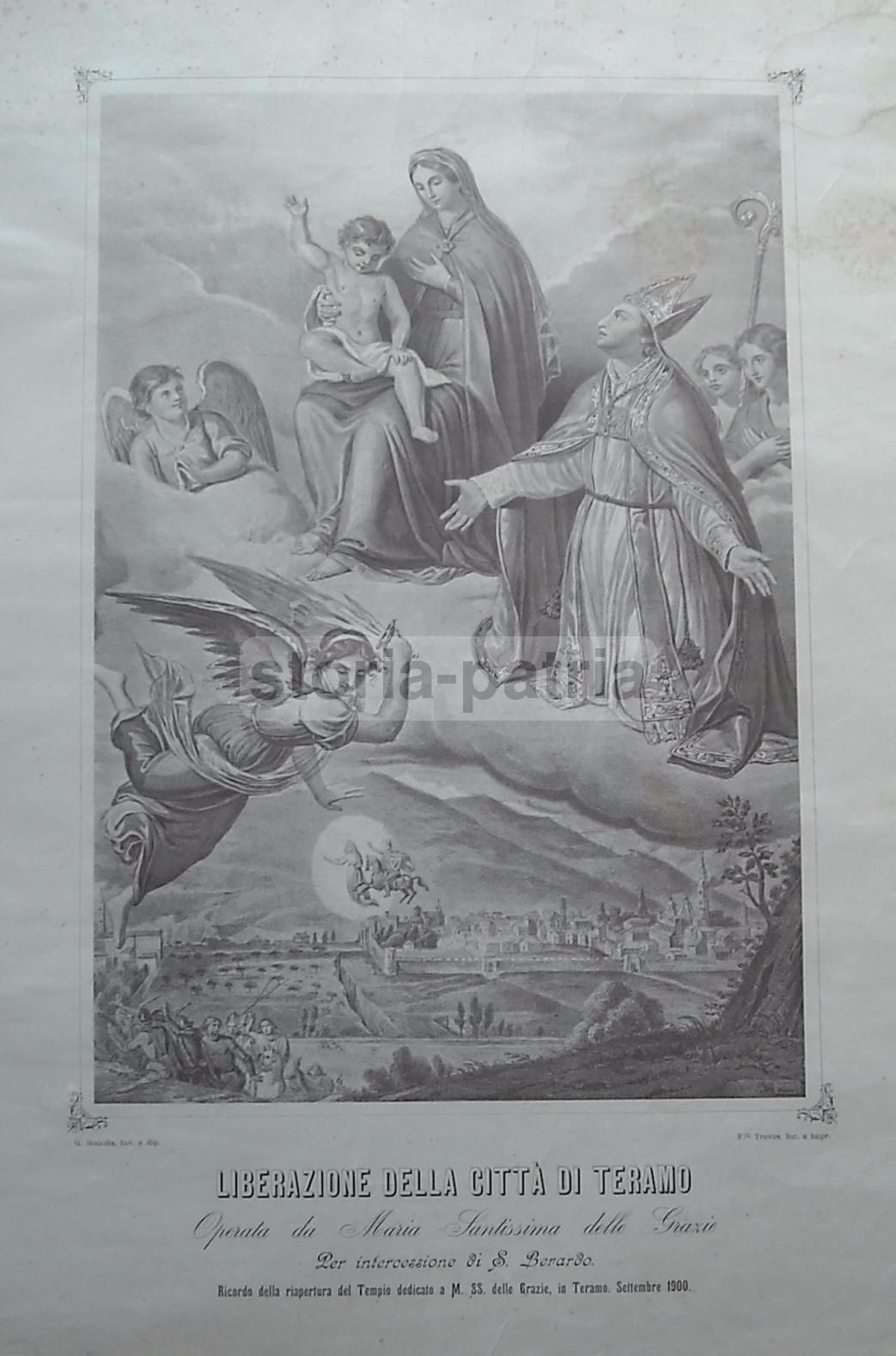 Stampa Devozionale Madonna Delle Grazie E San Berardo, Teramo 1900