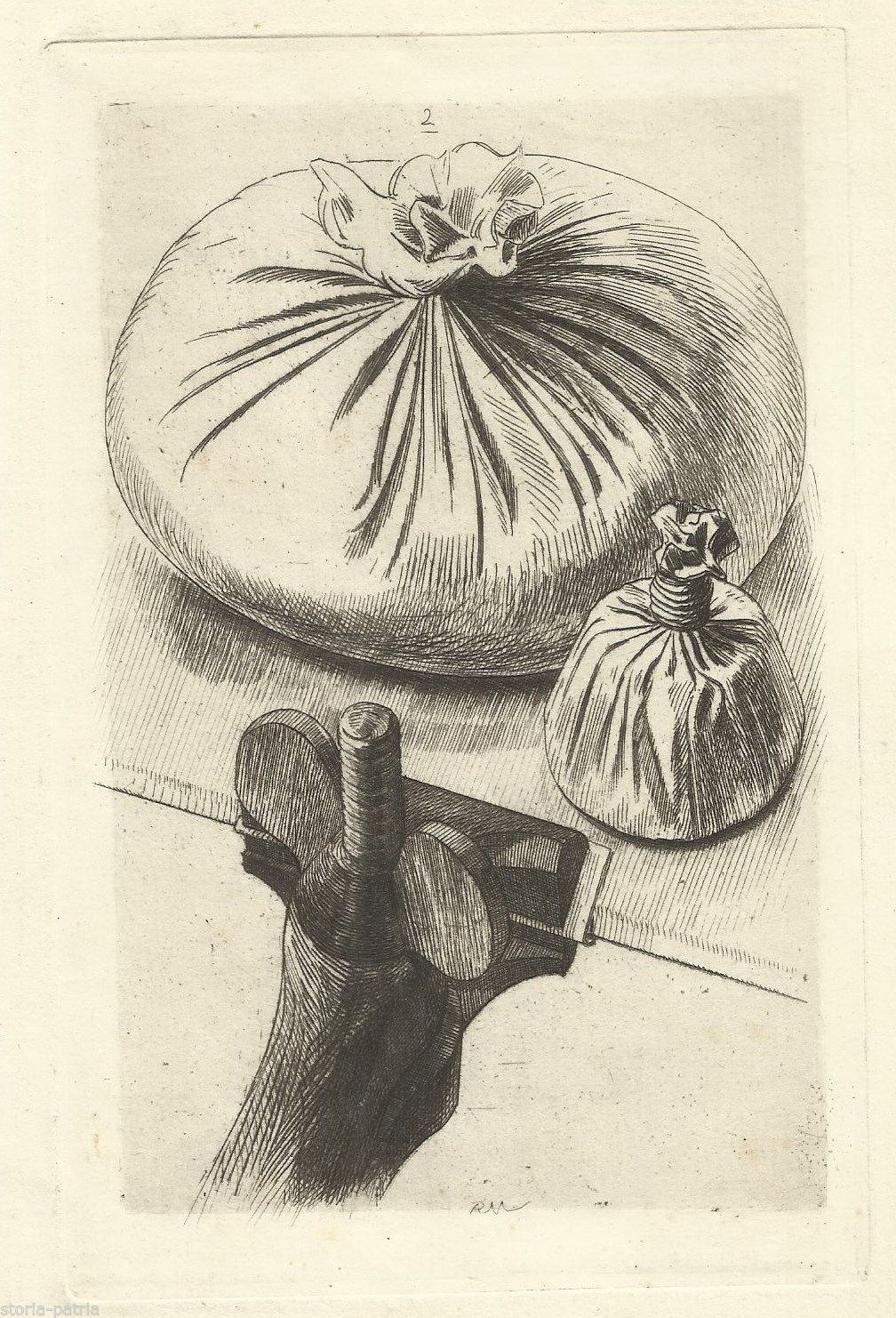 Antica Incisione Acquaforte A. P. Martial 1873 Attrezzo Meccanico