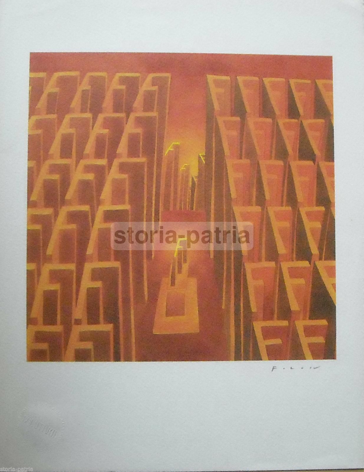 J.M. Folon: Lettera F, Grafica Bolaffi Arte 1972 Autografata