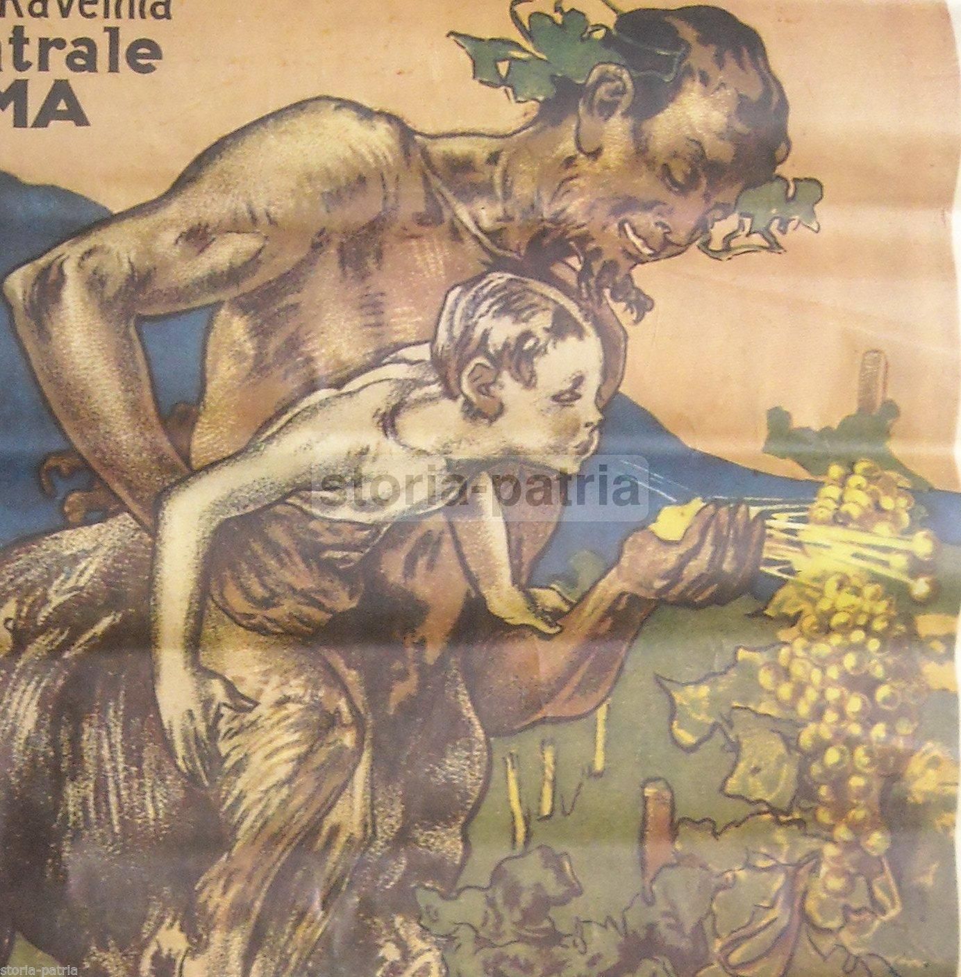 Manifesto Zolfi Almagià Ravenna: Allegoria Bacchica Di Adolf Hohenstein