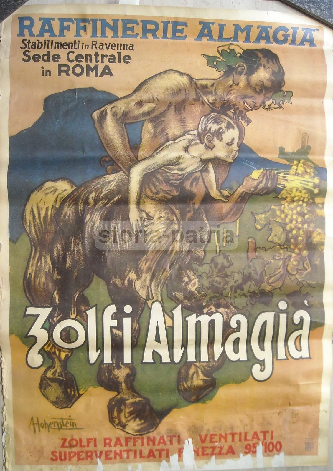 Manifesto Zolfi Almagià Ravenna: Allegoria Bacchica Di Adolf Hohenstein
