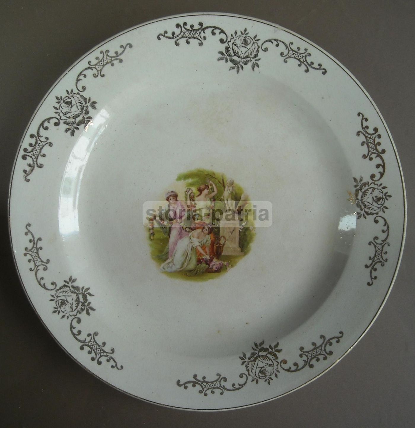 Piatto In Ceramica Verbano Laveno Decorativo Con Miniatura Floreale