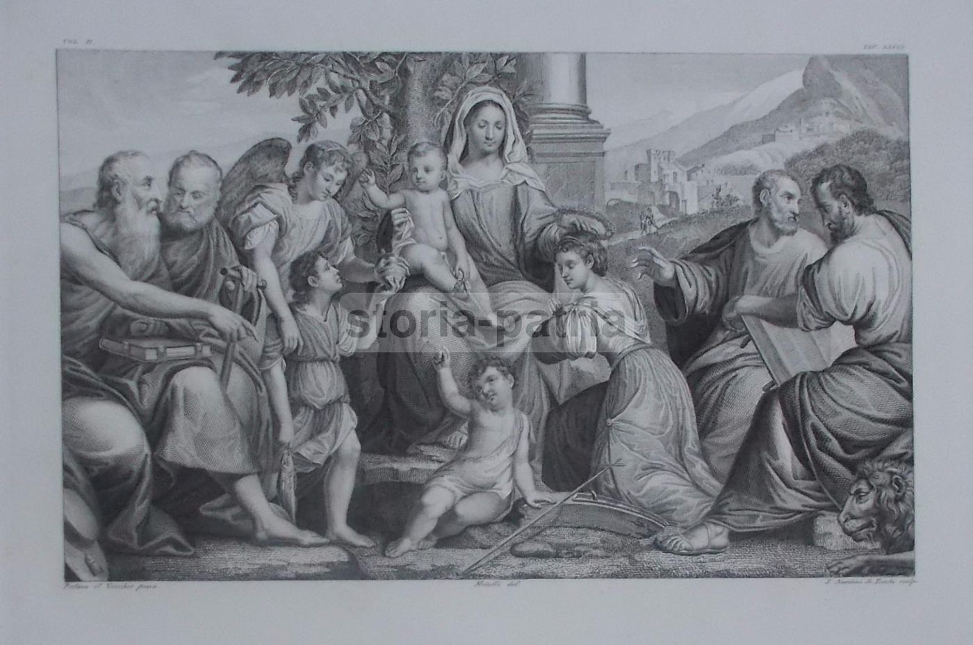 Incisione Santa Caterina, Palma Il Vecchio, Nardini Toschi, XIX Secolo