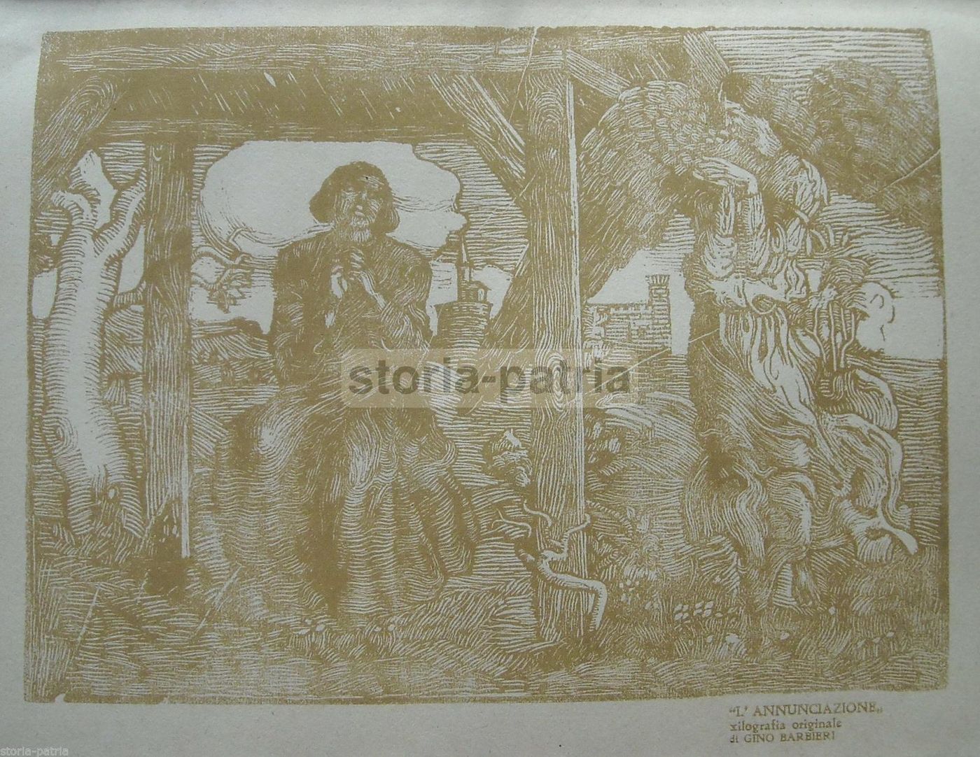 Xilografia Annunciazione Di Gino Barbieri, Anni '20