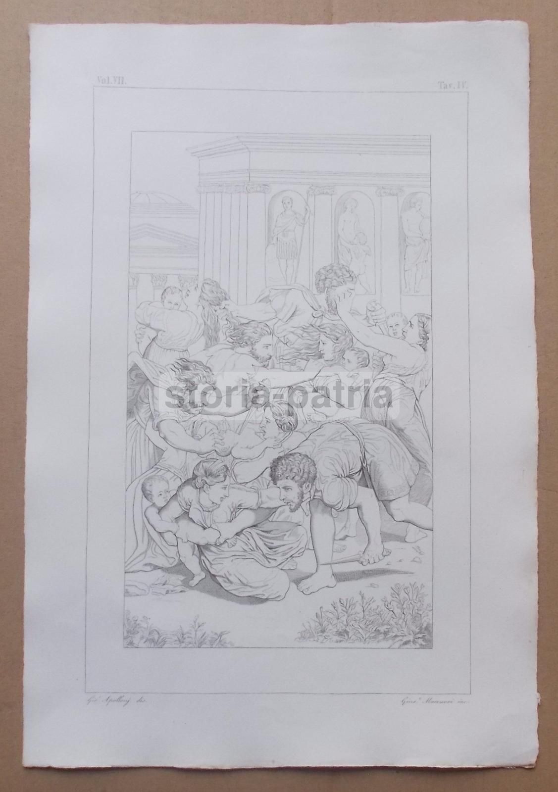 Incisione Antica Con Scena Biblica, Giuseppe Marcucci Da Girolamo Apollonj, XIX Secolo