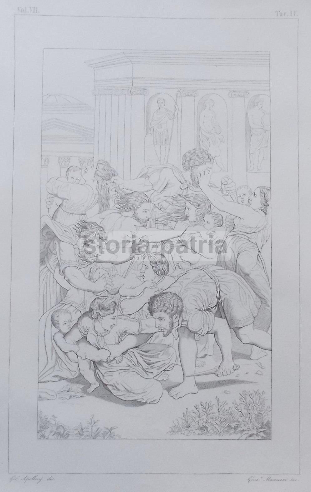 Incisione Antica Con Scena Biblica, Giuseppe Marcucci Da Girolamo Apollonj, XIX Secolo