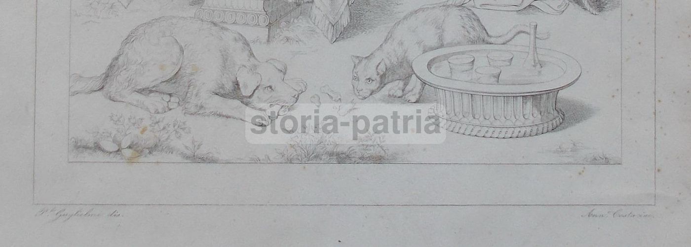 Incisione Antica Con Scena Biblica: Gesù A Tavola Tra Vitigni E Uva
