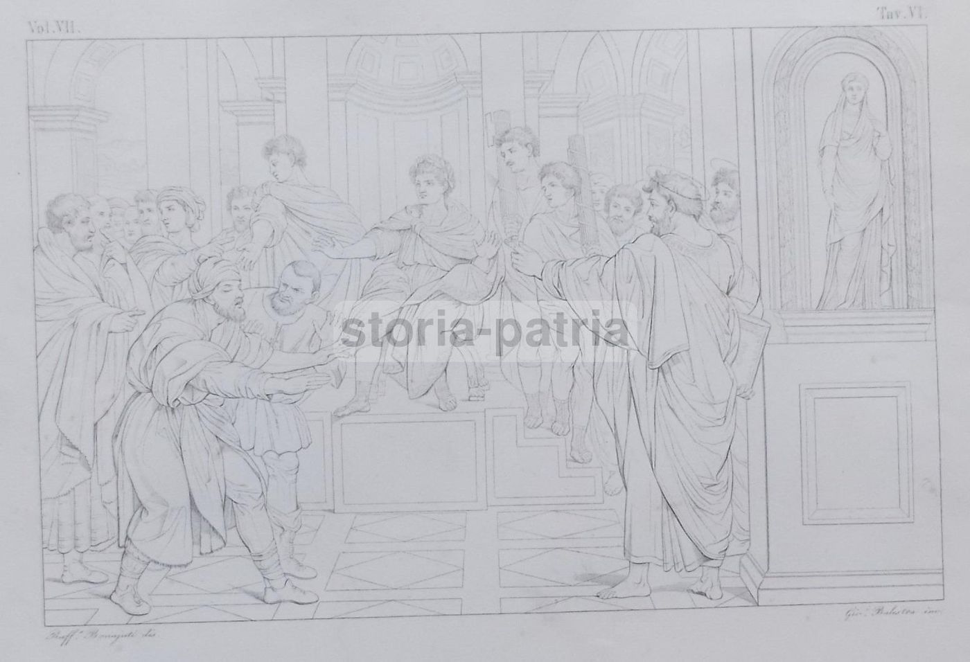 Incisione Antica: Scena Biblica, Bonajuti E Balestra, XIX Secolo