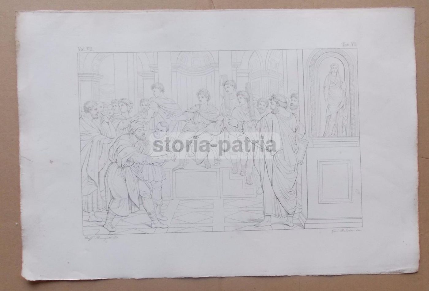 Incisione Antica: Scena Biblica, Bonajuti E Balestra, XIX Secolo