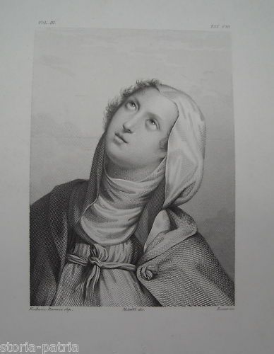 Beata Michelina Da Pesaro. Incisione Di Lauro Da Federico Barocci. Metà XIX Secolo