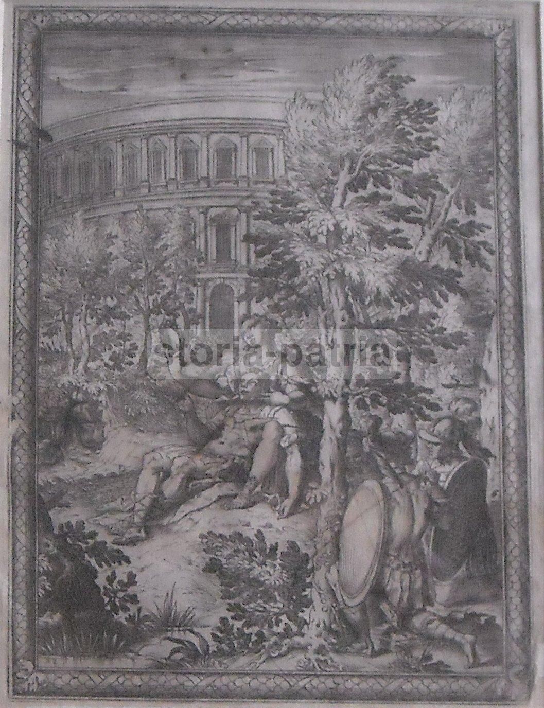 Incisione Agostino Carracci: Rinaldo E Armida (XVI Secolo)
