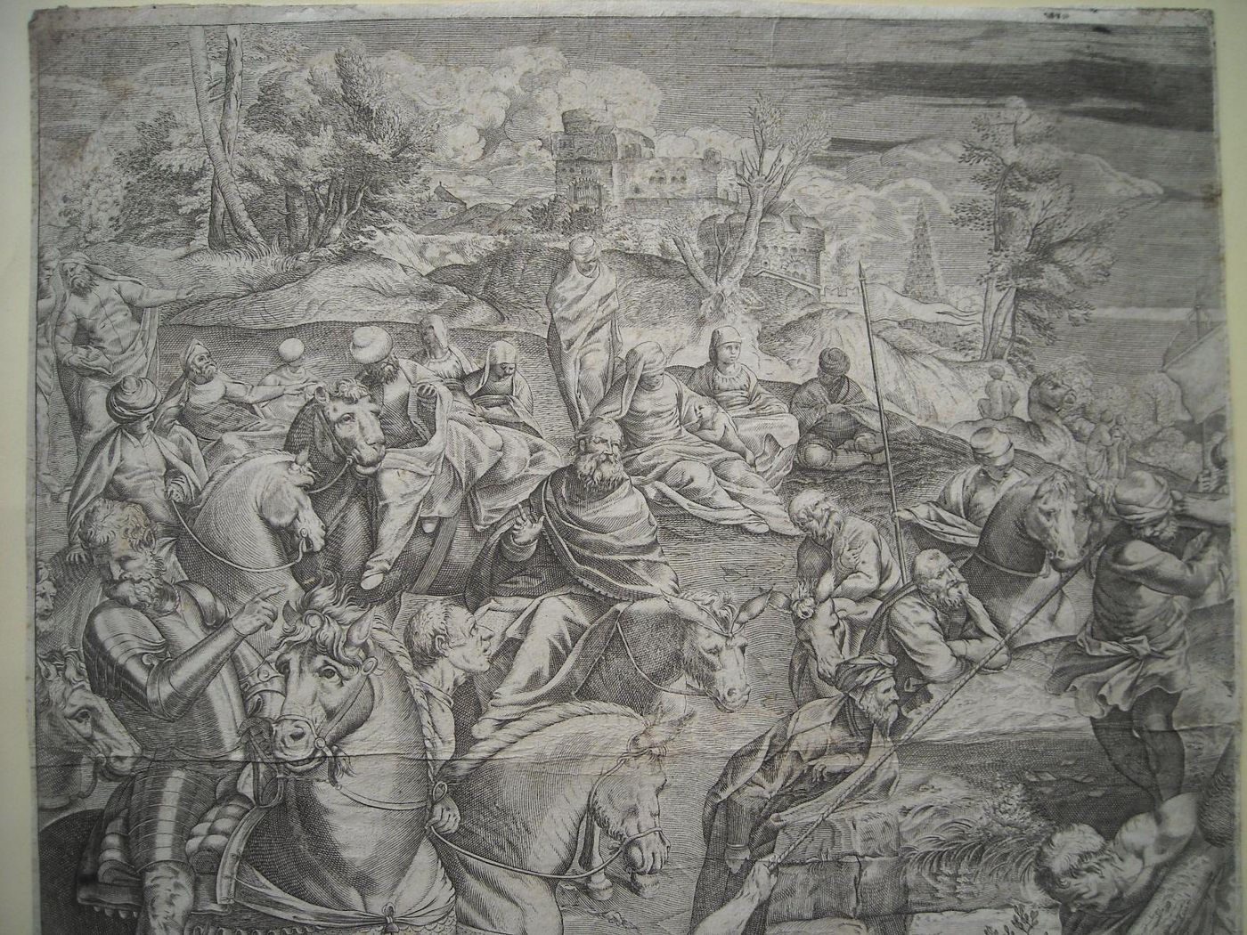 Incisione Antica Crocifissione Agostino Carracci Da Tintoretto