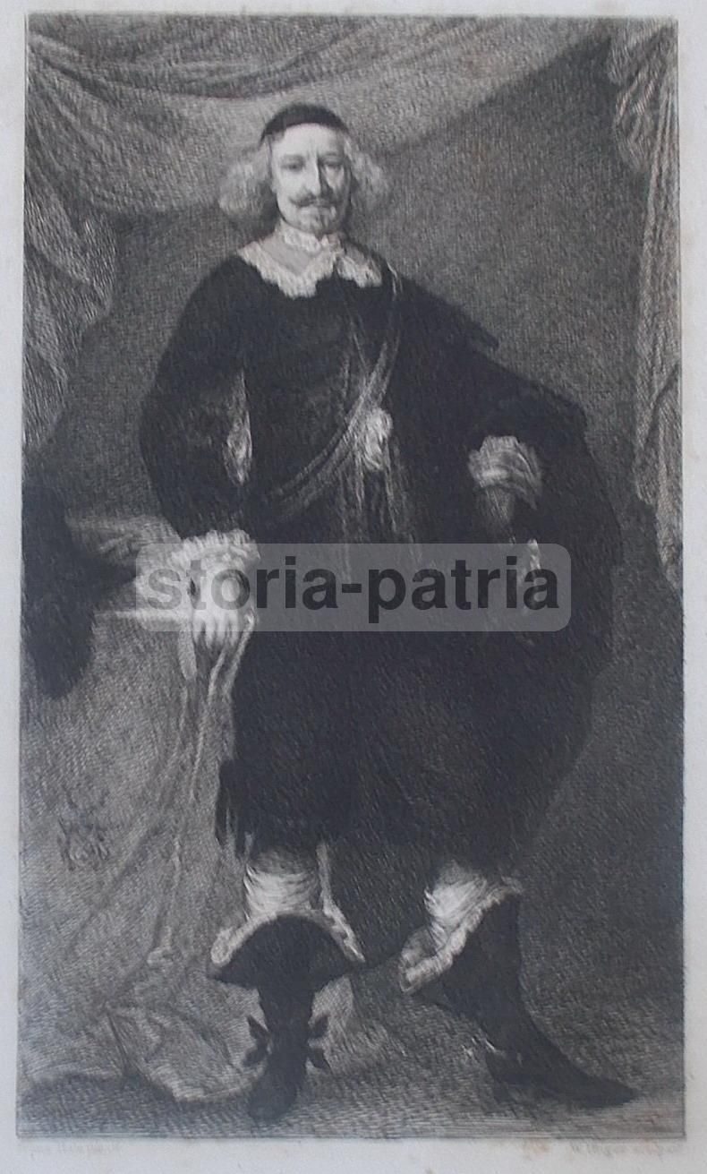 Incisione Antica: Ritratto Di Nobiluomo Da Frans Hals, W. Unger, 1880