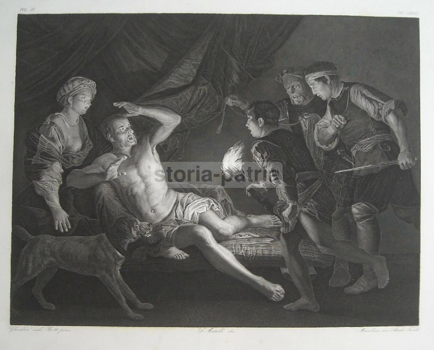 Incisione Antica Sansone E I Filistei, Gherardo Delle Notti, Marchesi